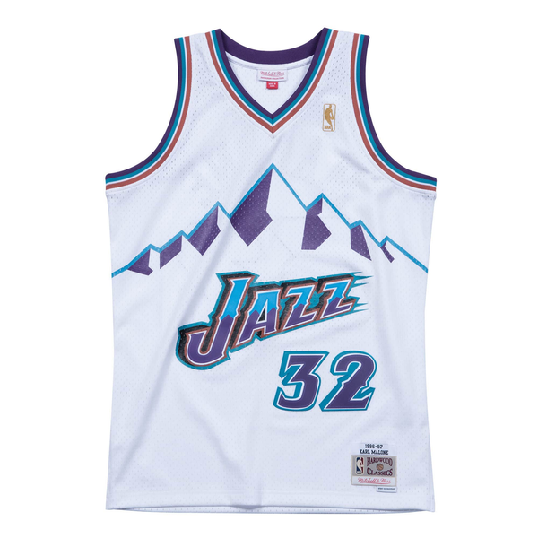 Mitchell & Ness White NBA Utah Jazz 1996-97 Karl Malone Swingman Jersey
