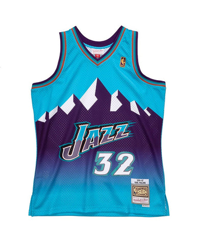 Karl Malone Utah Jazz Mitchell & Ness Youth 1996-97 Hardwood Classics  Reload Jersey - Light Blue
