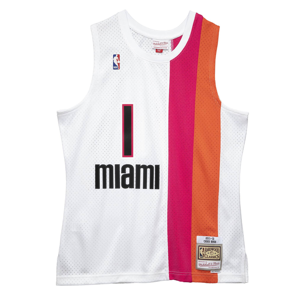 Mitchell & Ness White NBA Miami Heat 2011-12 Chris Bosh Swingman Jersey
