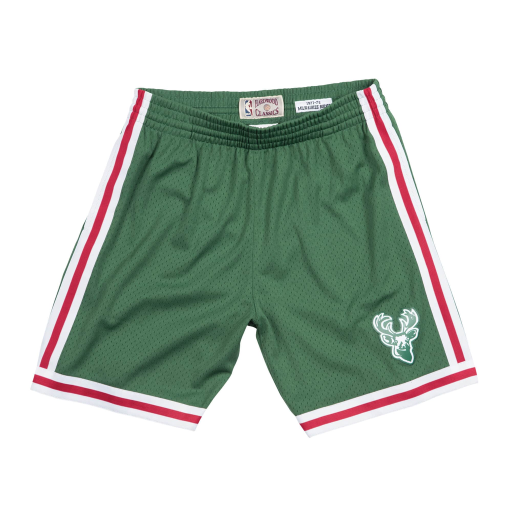 Mitchell & Ness Dark Green NBA Milwaukee Bucks 1971-72 Road Swingman Shorts
