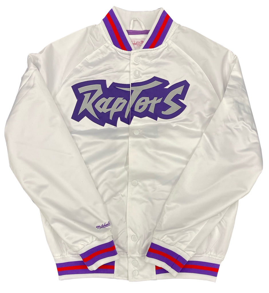 Men's Mitchell & Ness White NBA Toronto Raptors Lightweight Satin Jacket