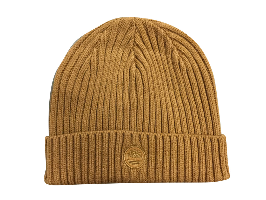 Timberland Wheat Ribbed Cuff Hat W/Embroidered Logo Patch - OSFA