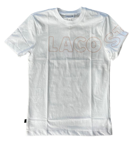 Men's Lacoste White Heritage Branded Crew Neck Flecked Cotton T-Shirt