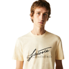 Men's Lacoste Yellow Signature And Crocodile Print Crew Neck Cotton T-Shirt