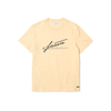 Men's Lacoste Yellow Signature And Crocodile Print Crew Neck Cotton T-Shirt