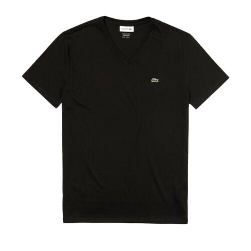 Lacoste Black Short Sleeve Pima Cotton V-Neck Jersey T-Shirt