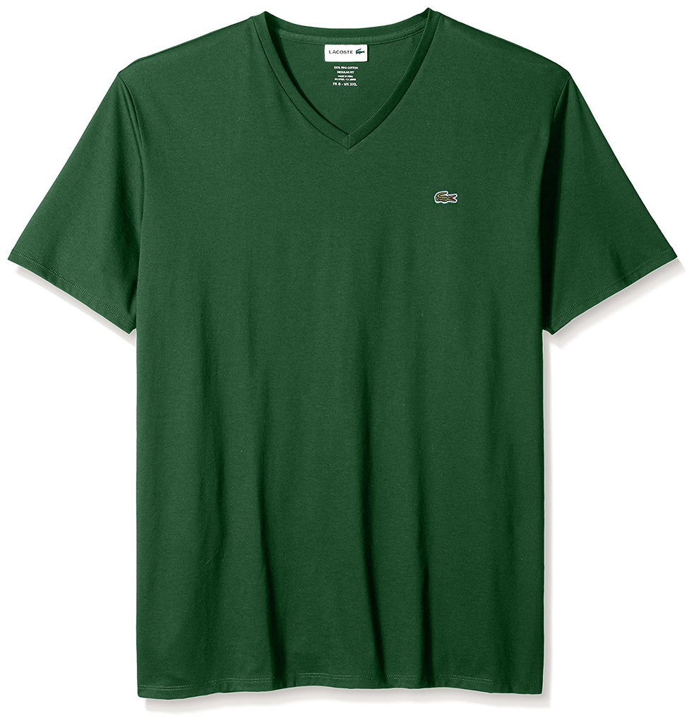Lacoste Green Short Sleeve Pima Cotton V-Neck Jersey T-Shirt