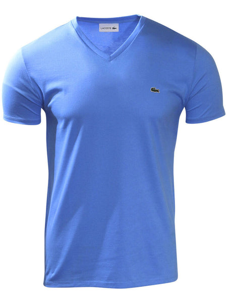 Men's Lacoste Blue Short Sleeve Pima Cotton V-Neck Jersey T-Shirt