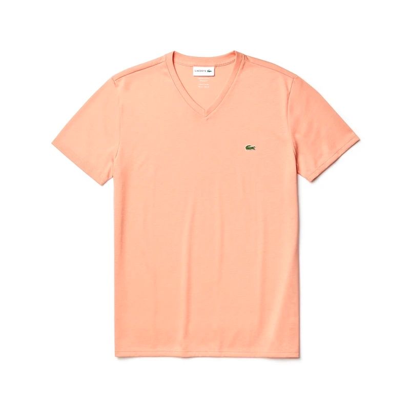 Lacoste Elf Pink Short Sleeve Pima Cotton V-Neck Jersey T-Shirt