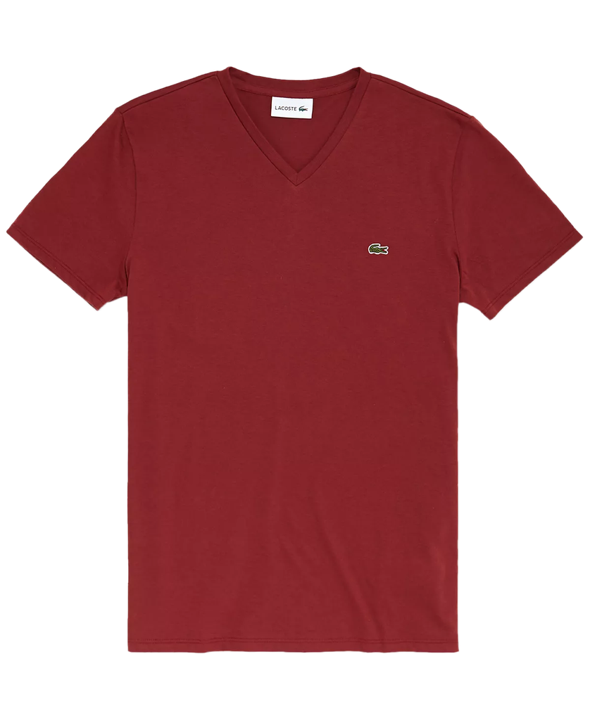 Men's Lacoste Cranberry Short Sleeve Pima Cotton V-Neck Jersey T-Shirt