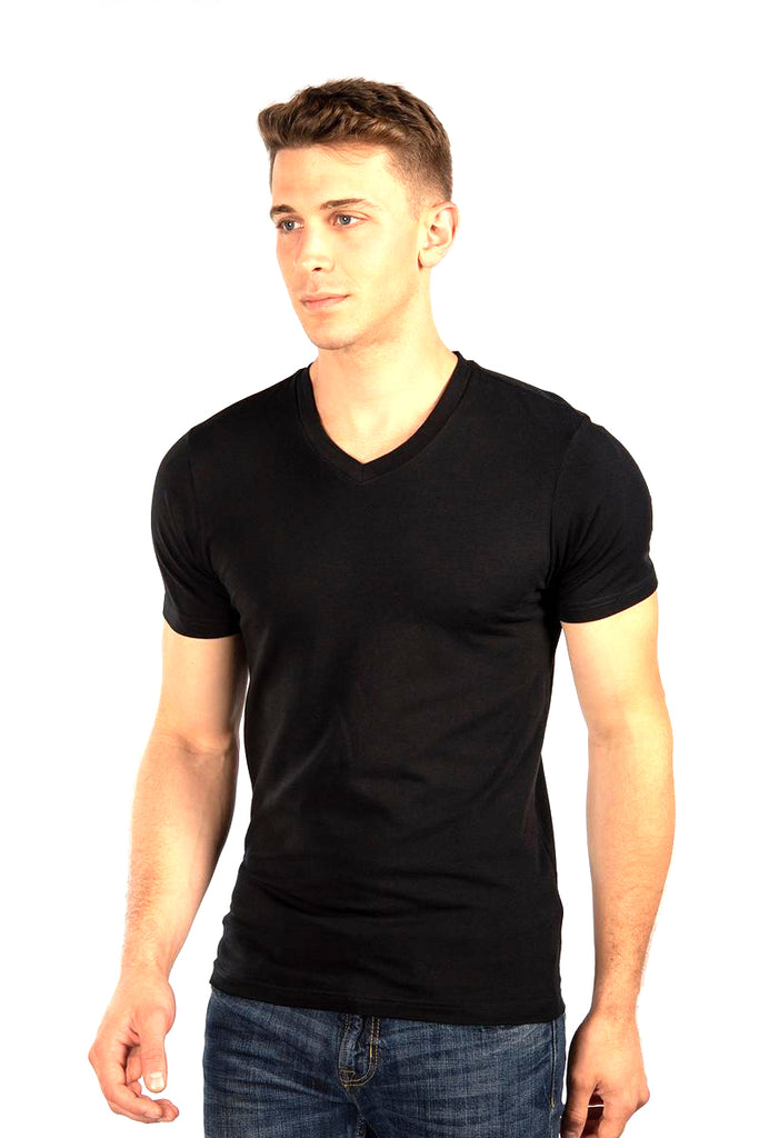 Men's City Lab Black Stretch Fit V-Neck T-Shirt