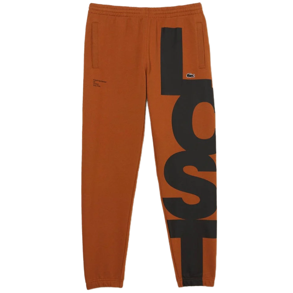 Men's Lacoste Brown/Black Contrast Lettering Cotton Sweatpants