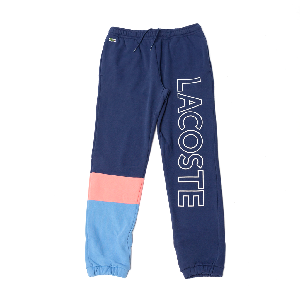 Men's Lacoste Scille/Amaryllis/Turquin Lettered Colourblock Fleece Trackpants