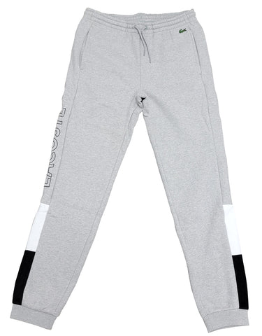 Lacoste Silver Chine/White/Black Branded Colorblock Fleece Jogging Pants