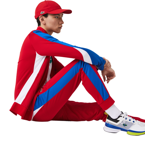 Men's Lacoste Red/Blue/White SPORT Run-Resistant Tennis Trackpants